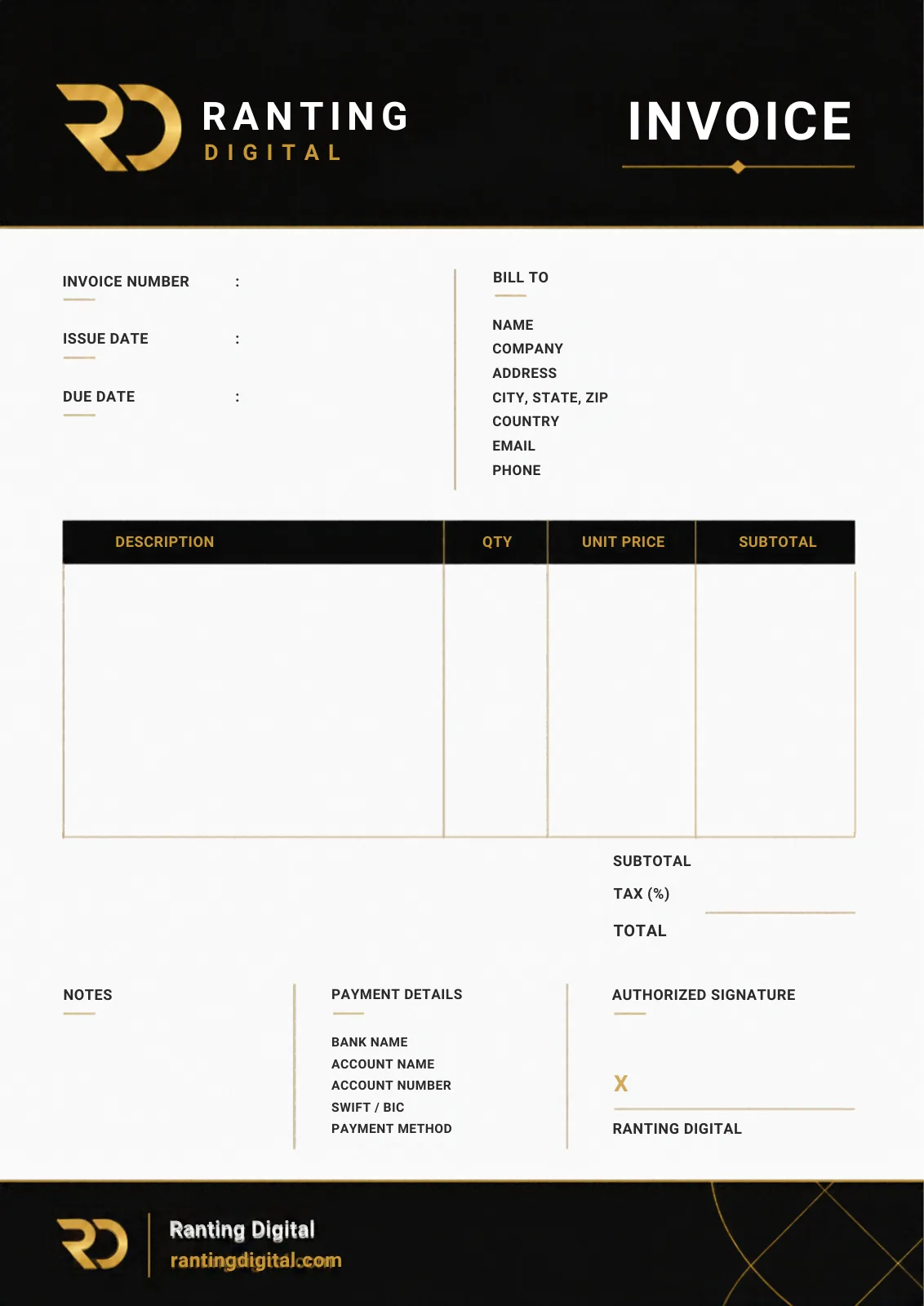 Template invoice Ranting Digital